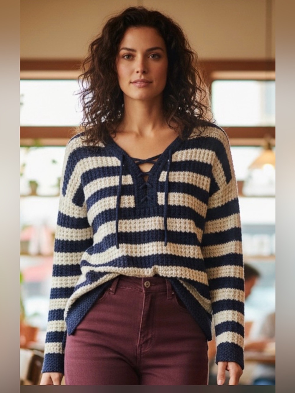 NWT Cashmere/ Cotton Waffle Knit Sweater - size S